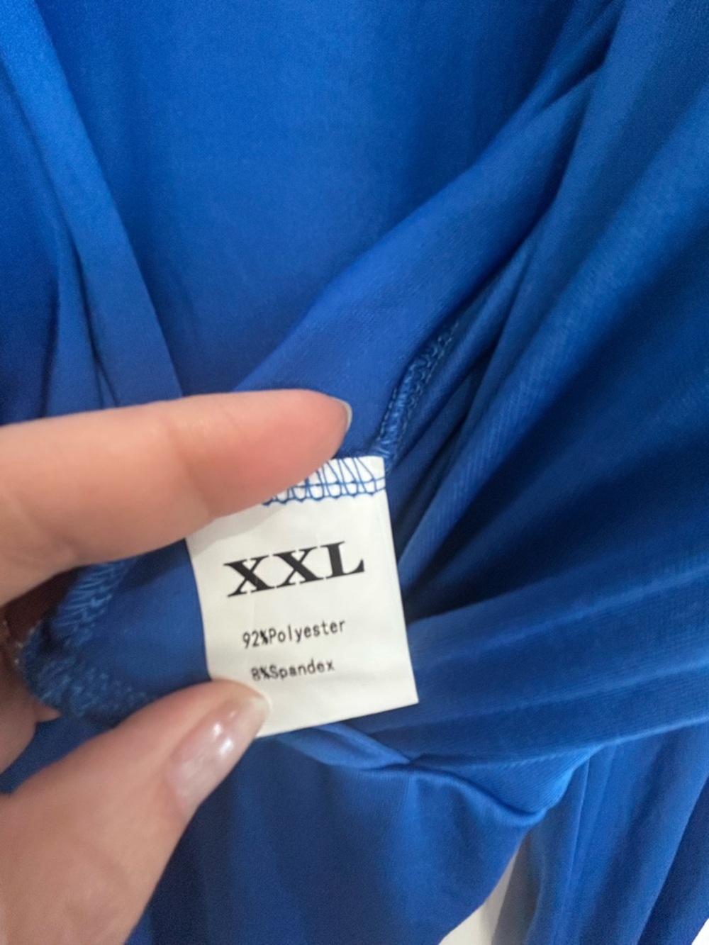 Deep Blue Draped Long-Sleeve Bodysuit - Picture 3 of 4